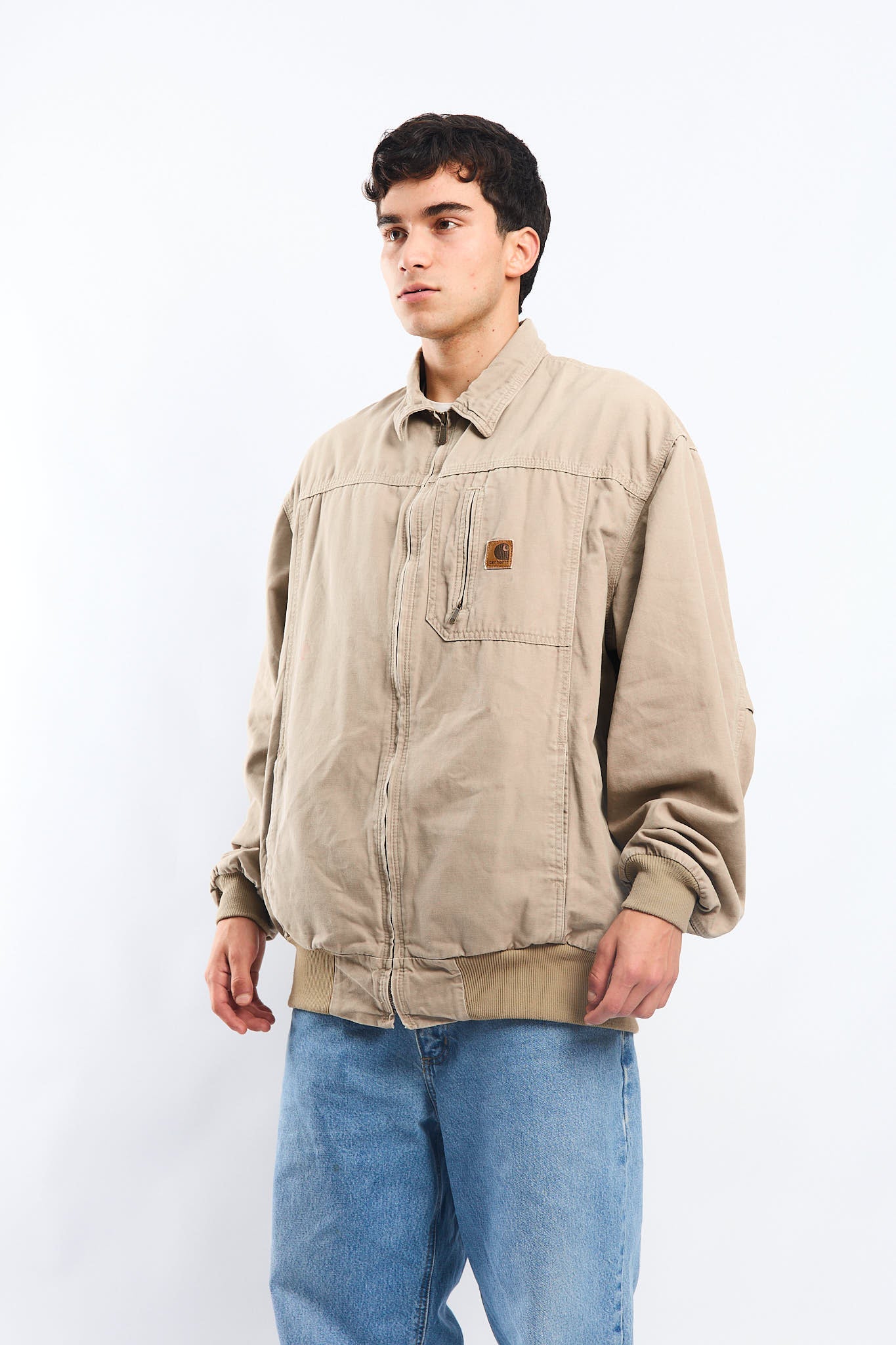Vintage Carhartt Beige Bomber Jacket (L/XL)