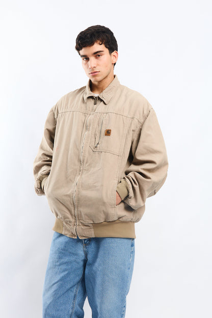 Vintage Carhartt Beige Bomber Jacket (L/XL)