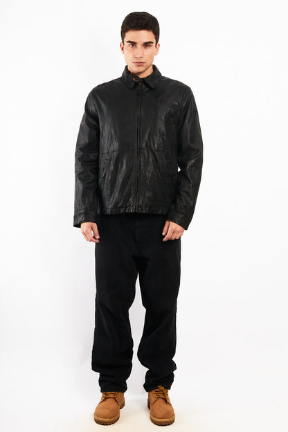 2000 Vintage Nautica Leather Harrington (M)