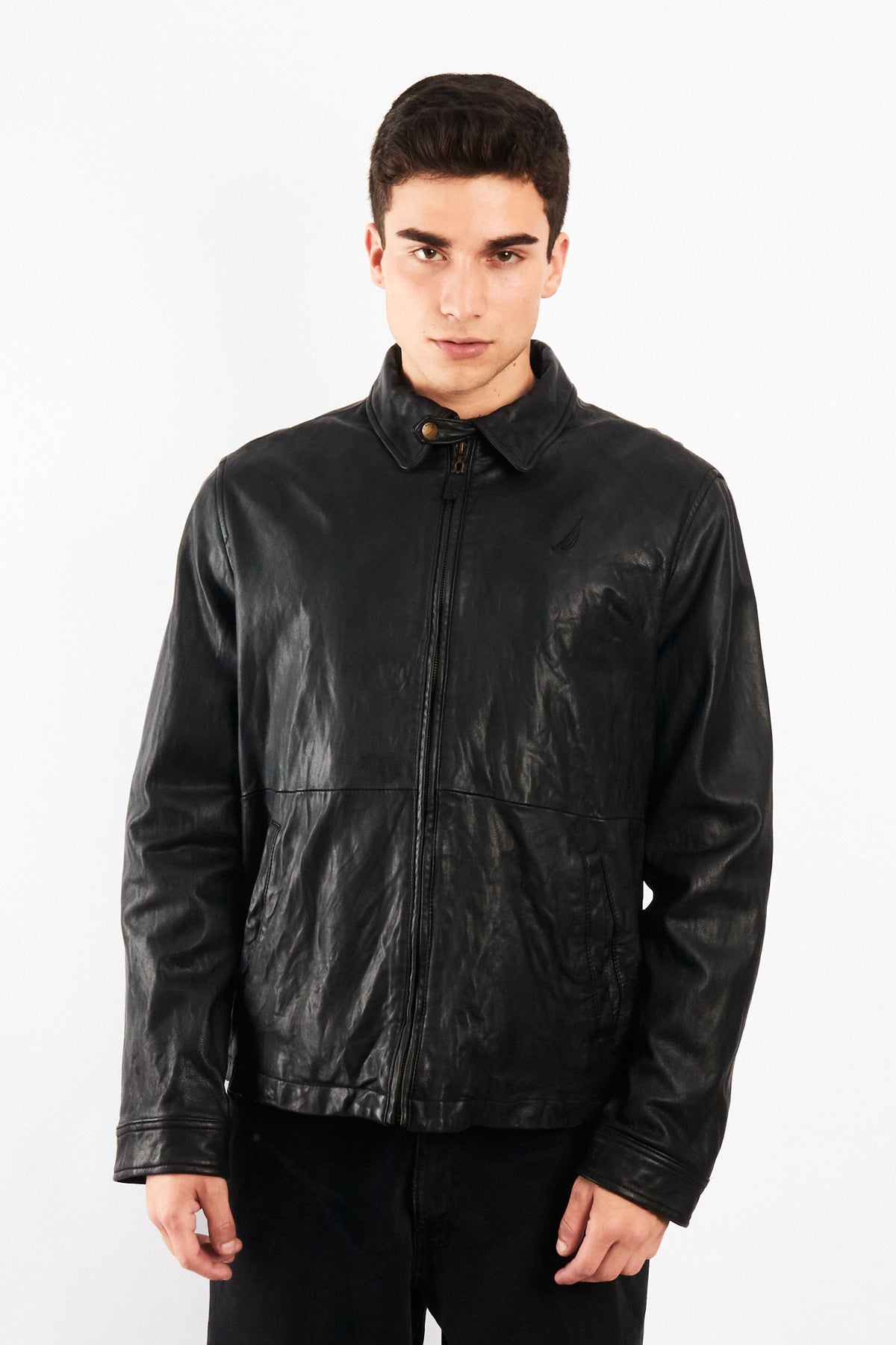 2000 Vintage Nautica Leather Harrington (M)