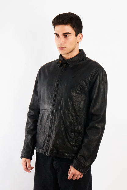 2000 Vintage Nautica Leather Harrington (M)