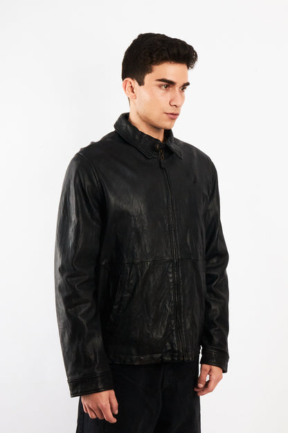 2000 Vintage Nautica Leather Harrington (M)