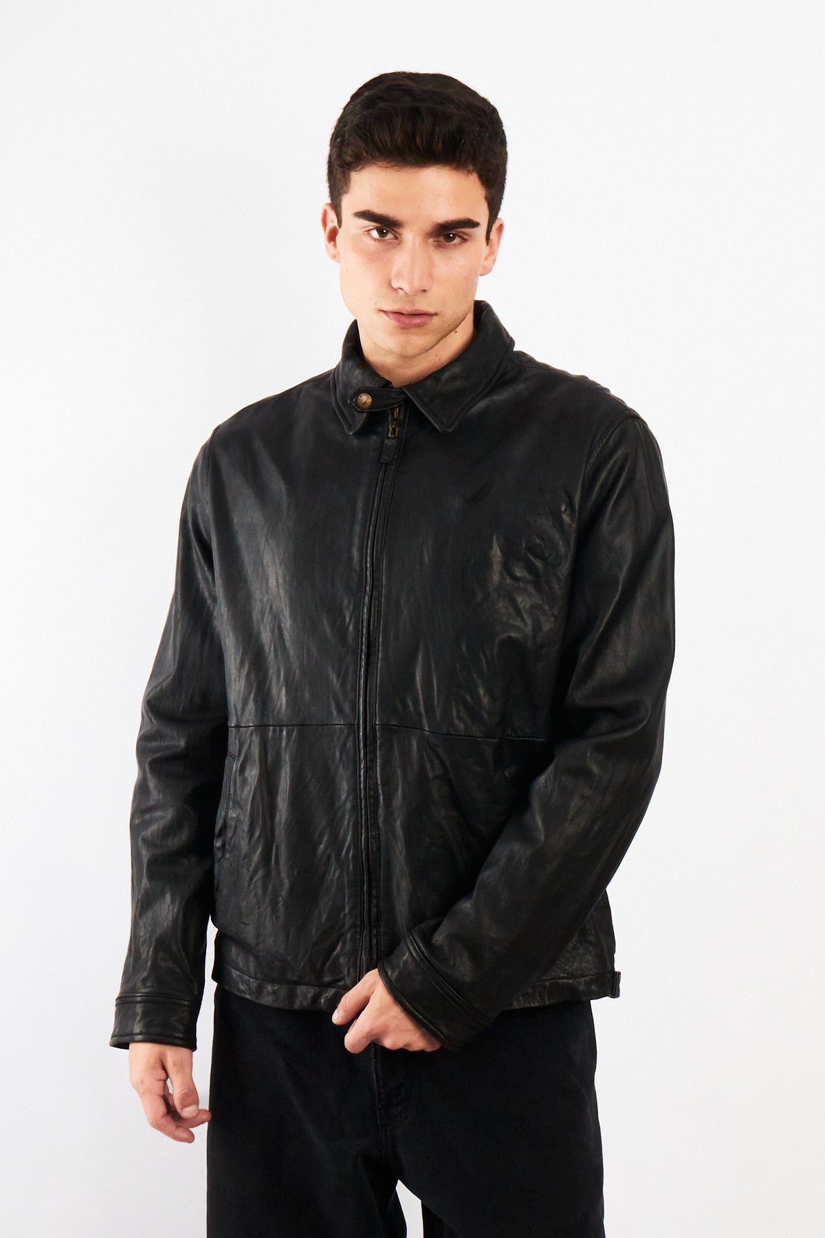 2000 Vintage Nautica Leather Harrington (M)