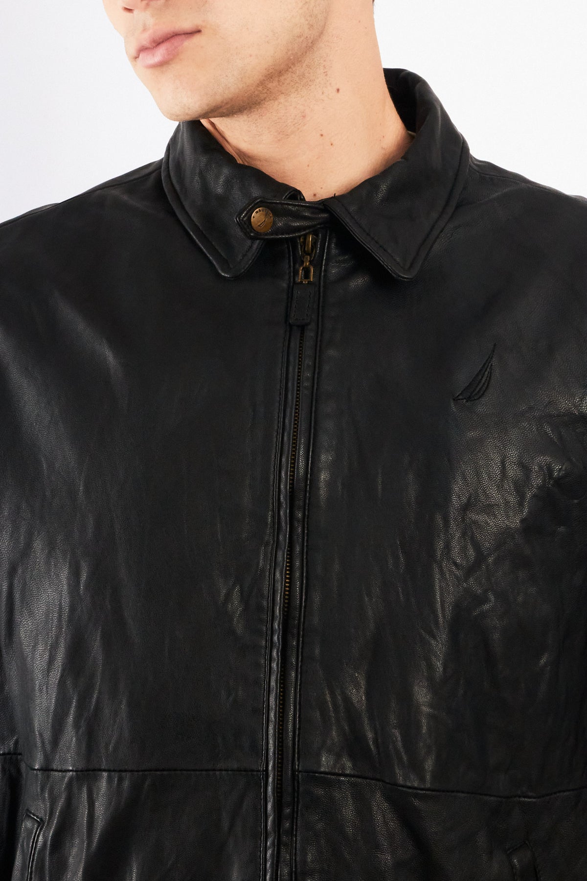 2000 Vintage Nautica Leather Harrington (M)