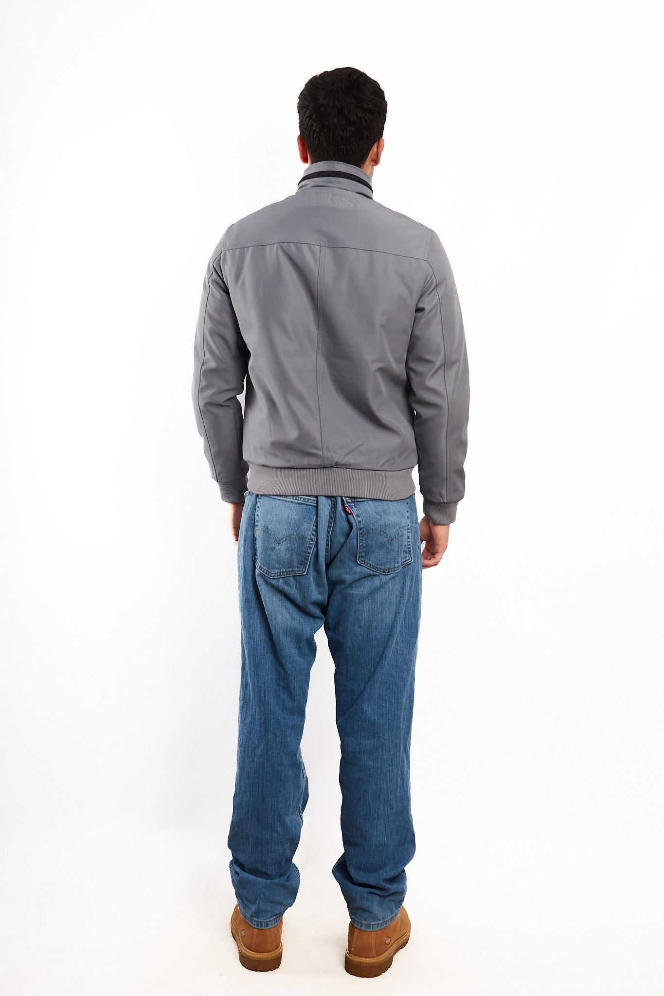 Guess Los Angeles Gray Impermeable Padded Bomber Jacket (S/M)