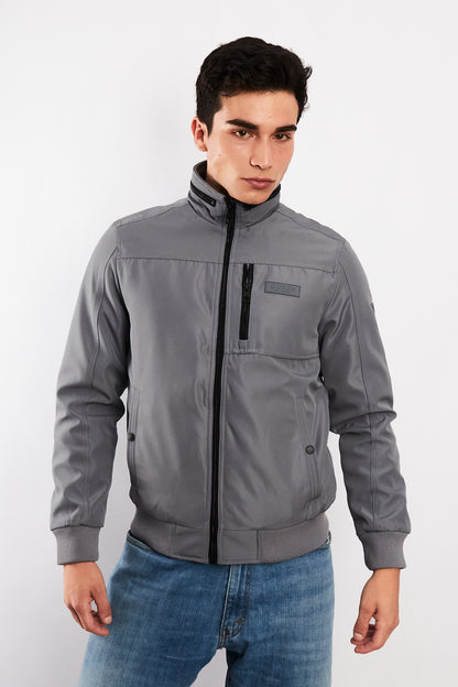 Guess Los Angeles Gray Impermeable Padded Bomber Jacket (S/M)