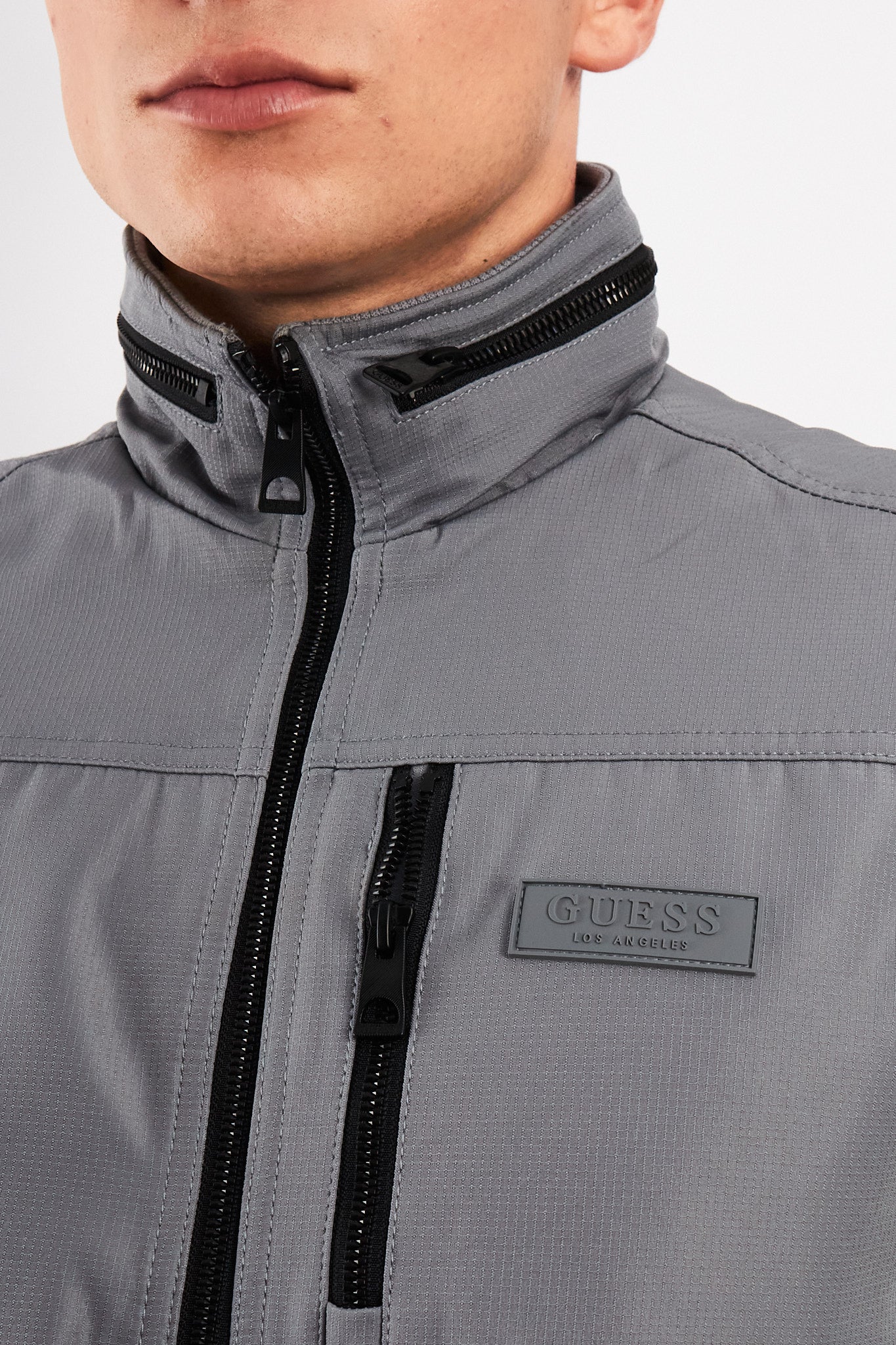 Guess Los Angeles Gray Impermeable Padded Bomber Jacket (S/M)