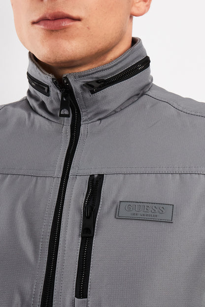 Guess Los Angeles Gray Impermeable Padded Bomber Jacket (S/M)