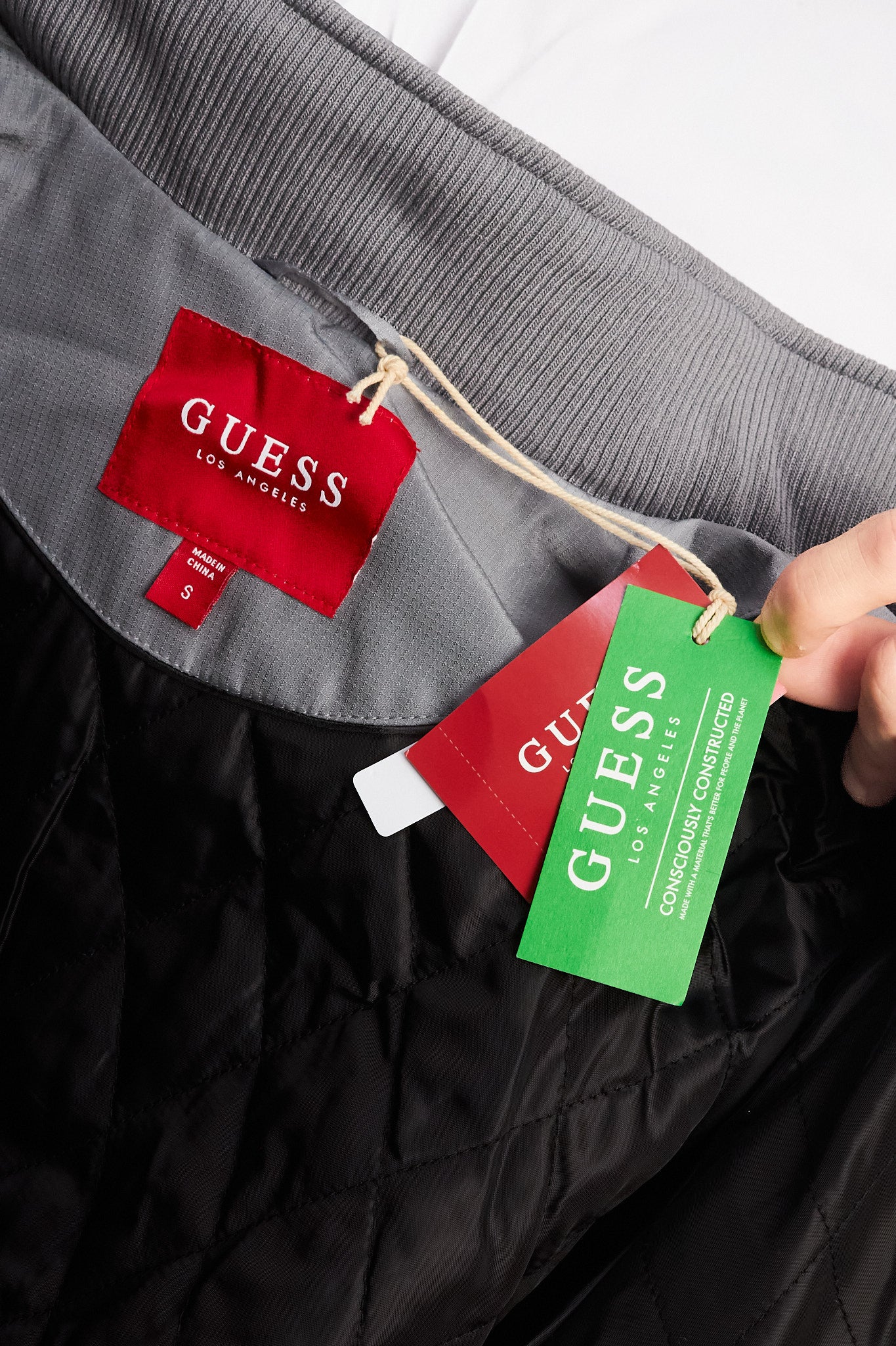 Guess Los Angeles Gray Impermeable Padded Bomber Jacket (S/M)