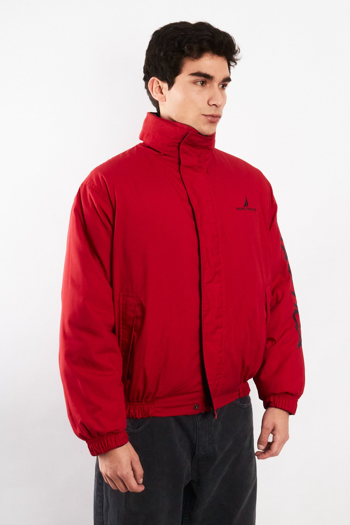 1990 Vintage Nautica Reversible Spellout Red and Blue Jacket (M/L)