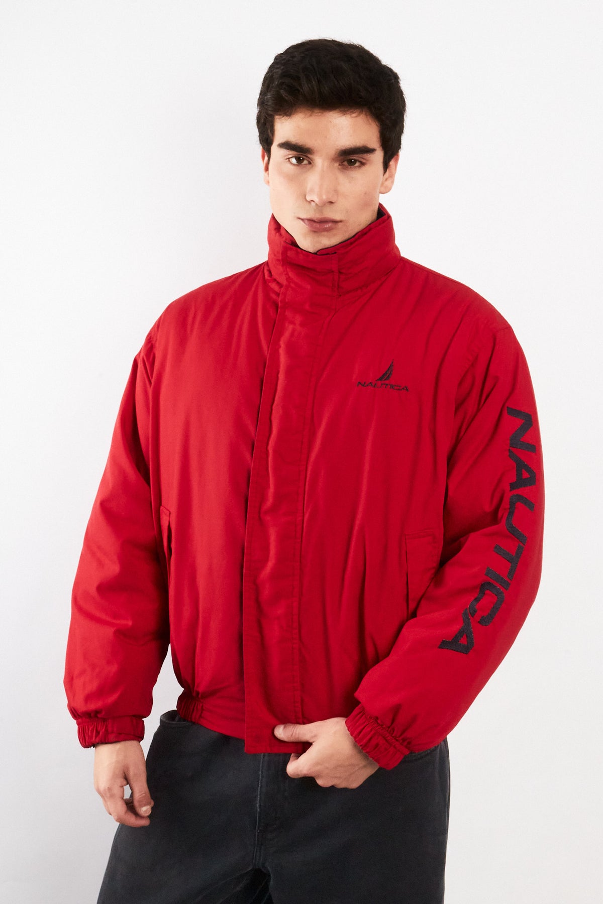 1990 Vintage Nautica Reversible Spellout Red and Blue Jacket (M/L)