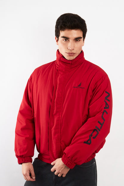 1990 Vintage Nautica Reversible Spellout Red and Blue Jacket (M/L)