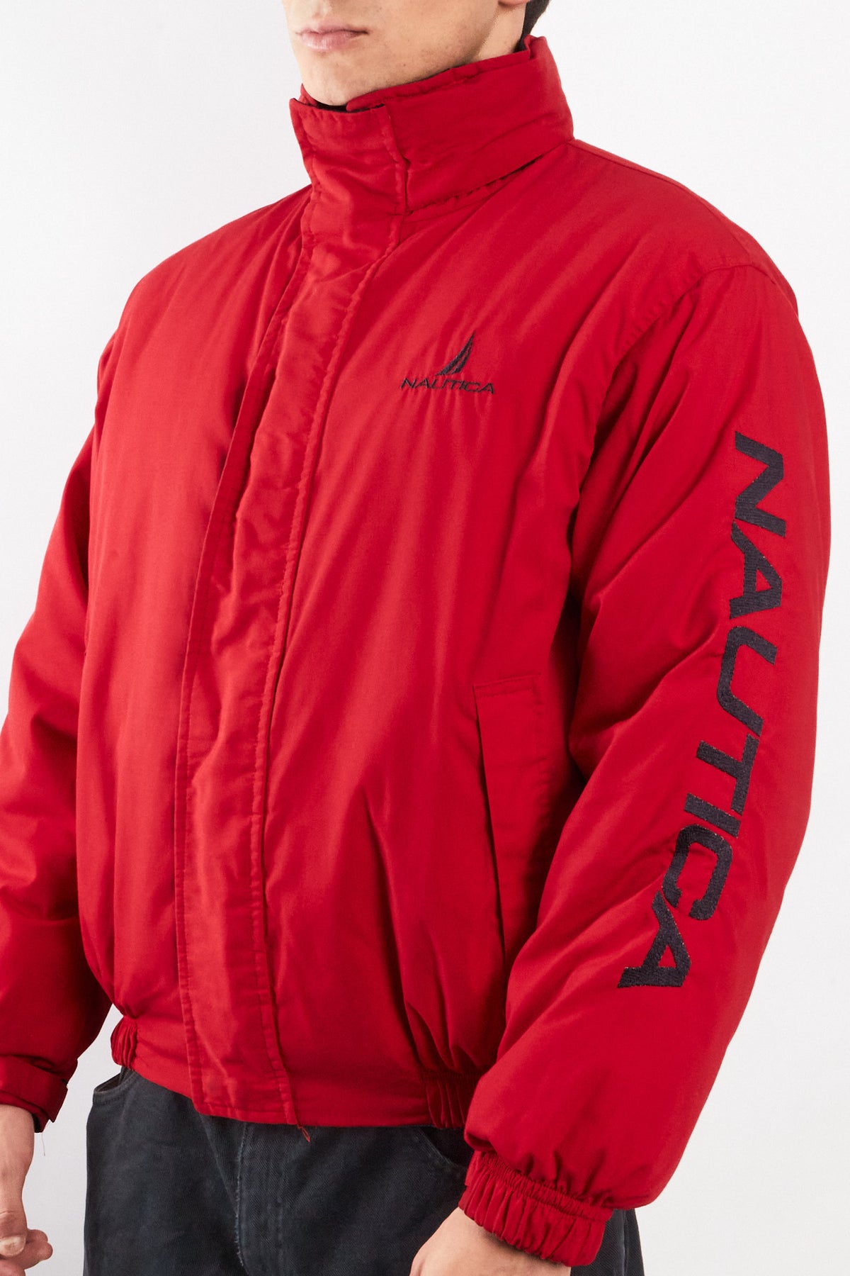 1990 Vintage Nautica Reversible Spellout Red and Blue Jacket (M/L)