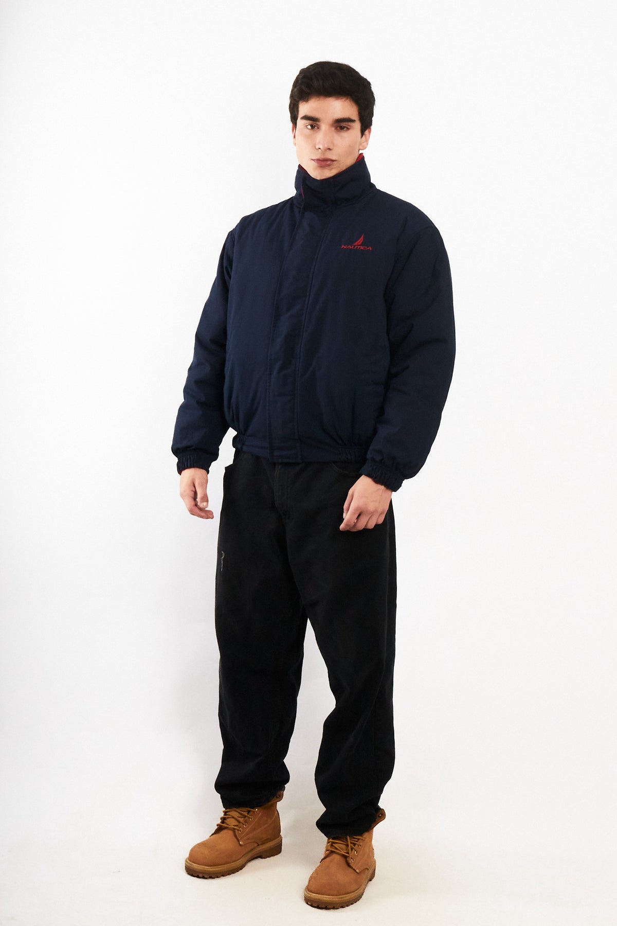 1990 Vintage Nautica Reversible Spellout Red and Blue Jacket (M/L)