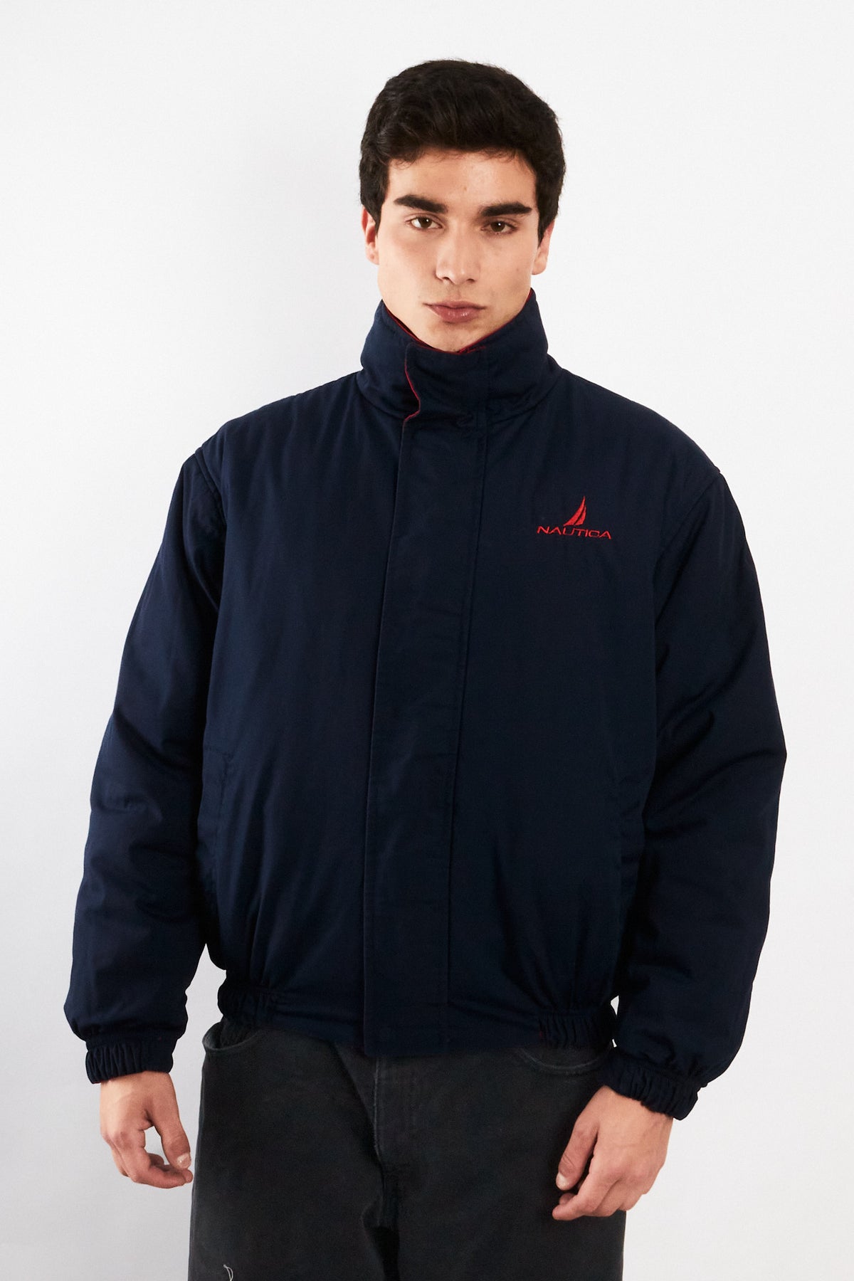 1990 Vintage Nautica Reversible Spellout Red and Blue Jacket (M/L)