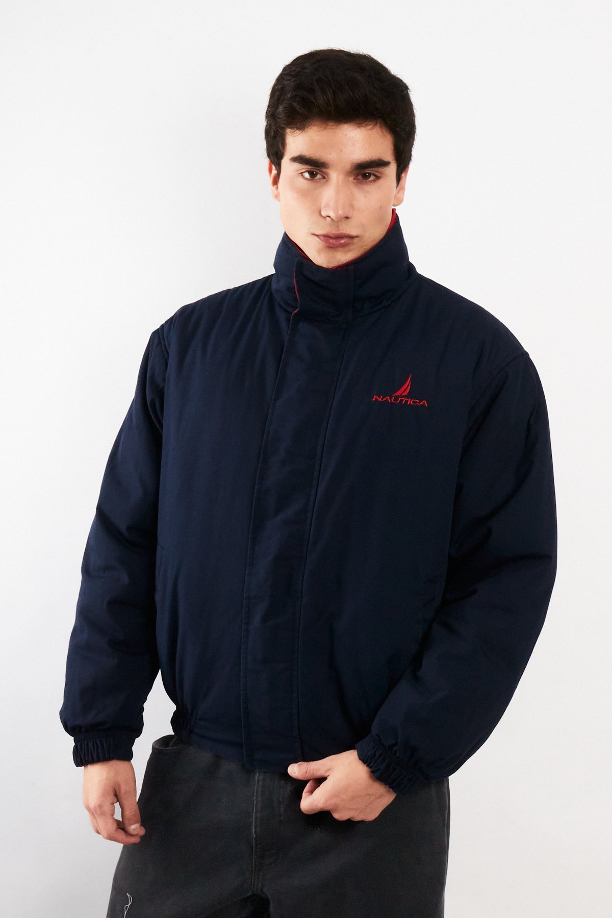 1990 Vintage Nautica Reversible Spellout Red and Blue Jacket (M/L)