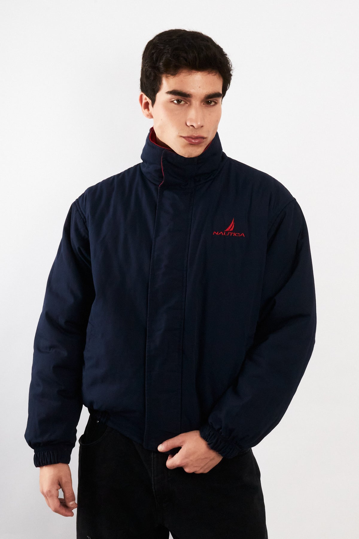 1990 Vintage Nautica Reversible Spellout Red and Blue Jacket (M/L)