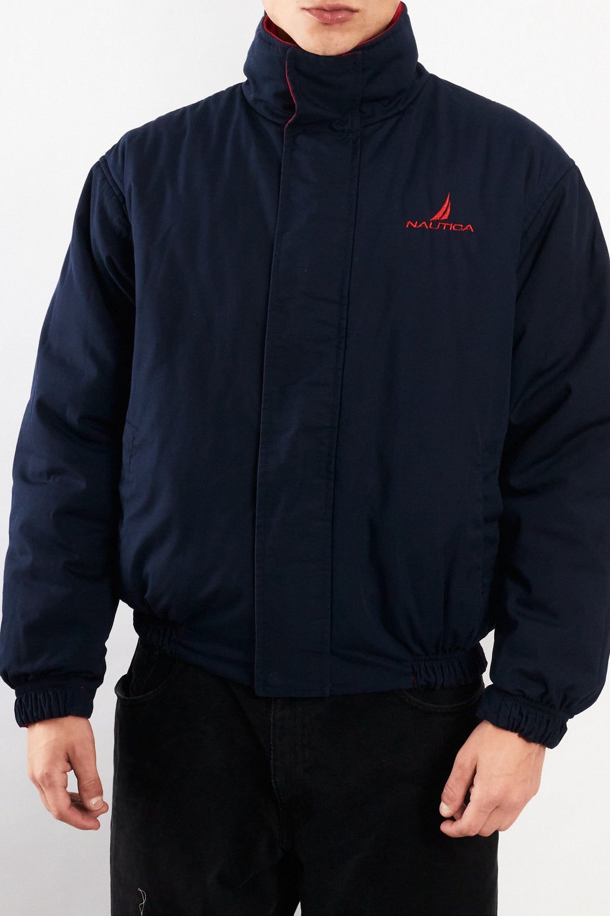 1990 Vintage Nautica Reversible Spellout Red and Blue Jacket (M/L)