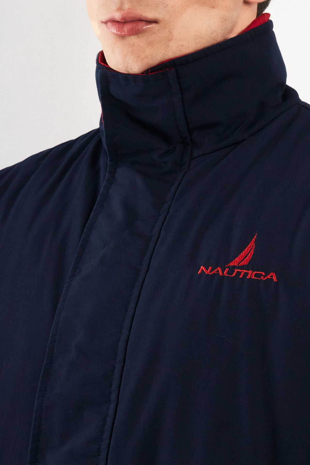 1990 Vintage Nautica Reversible Spellout Red and Blue Jacket (M/L)