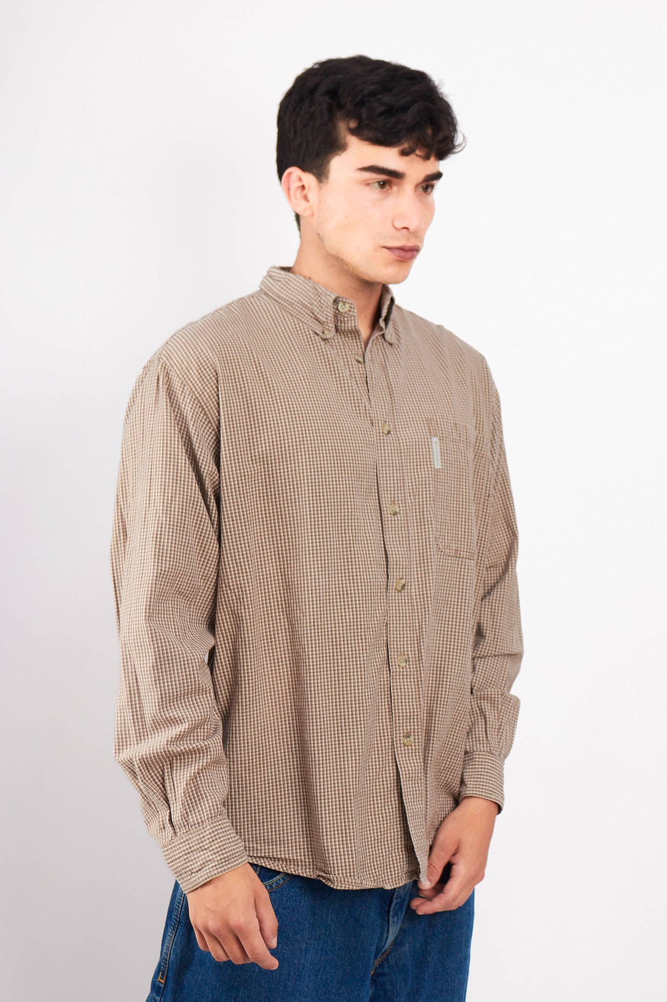 2000 Columbia Brown Plaid Shirt (L/XL)