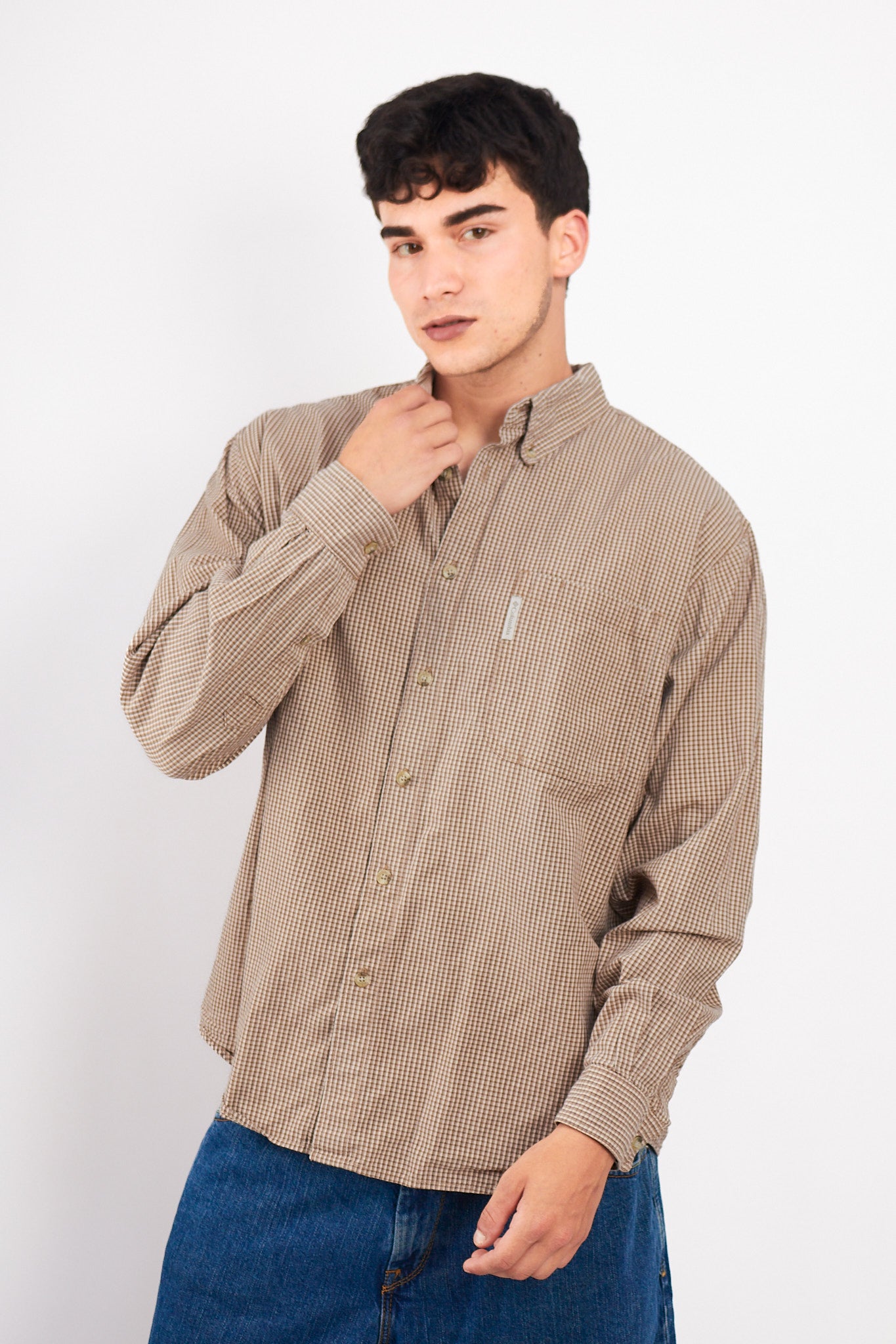 2000 Columbia Brown Plaid Shirt (L/XL)