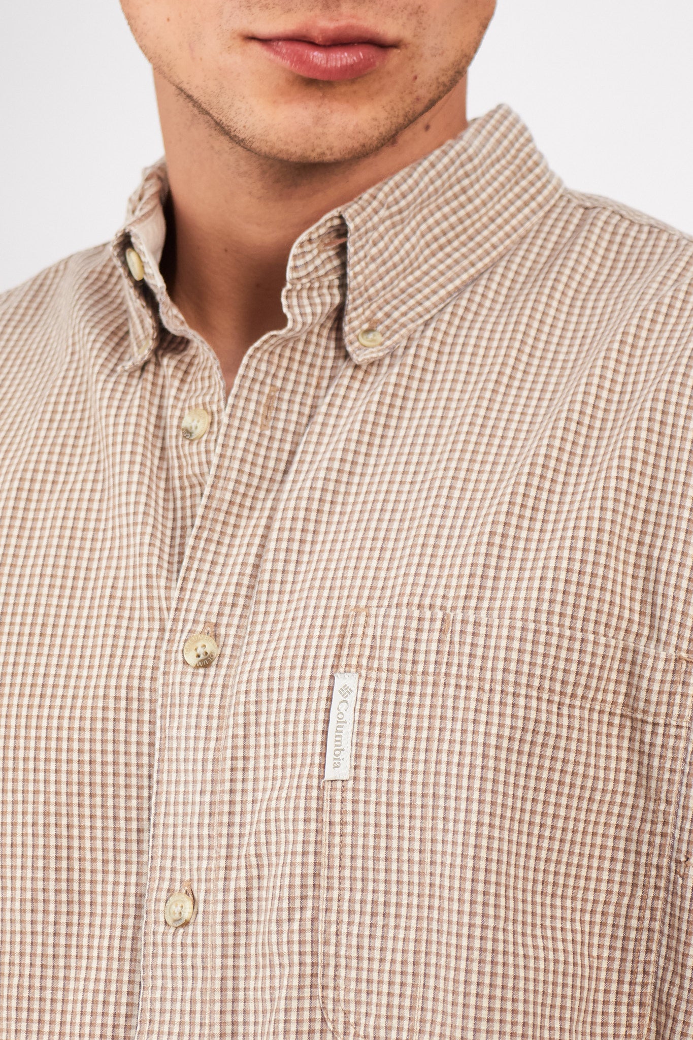 2000 Columbia Brown Plaid Shirt (L/XL)