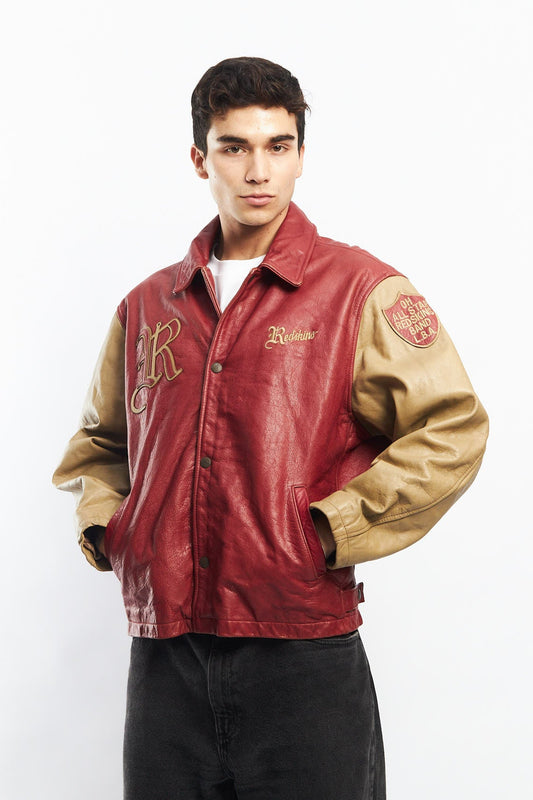 1990 Redskins Garment Baseball Leather Varsity Jacket (S/M)