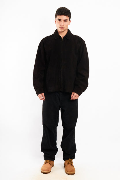 1990 Vintage Tommy Hilfiger Black Suede Harrington Jacket (L/XL)