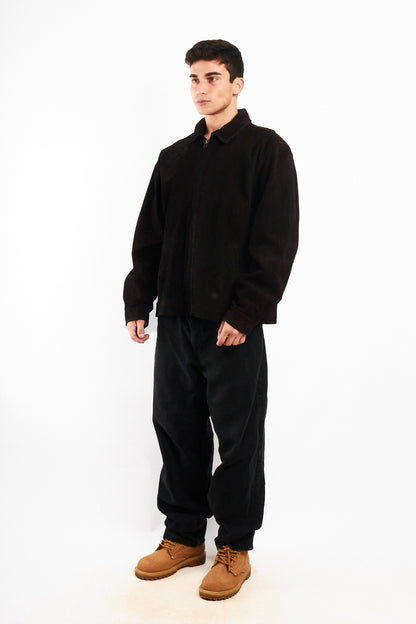 1990 Vintage Tommy Hilfiger Black Suede Harrington Jacket (L/XL)