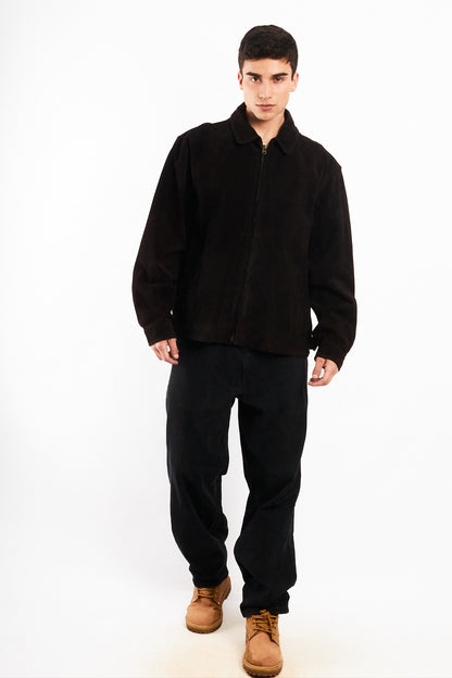 1990 Vintage Tommy Hilfiger Black Suede Harrington Jacket (L/XL)