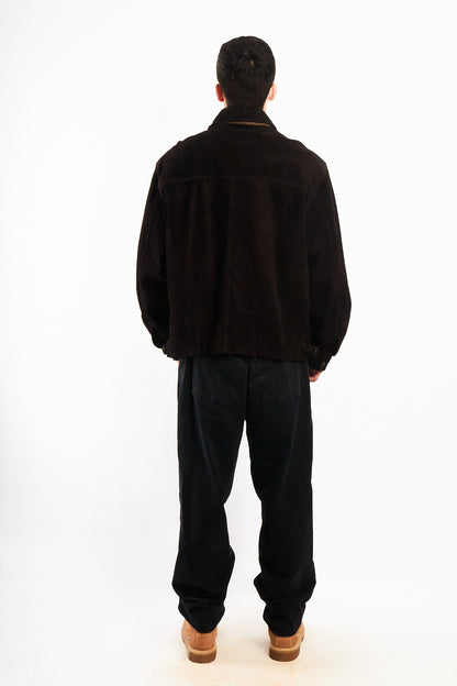 1990 Vintage Tommy Hilfiger Black Suede Harrington Jacket (L/XL)