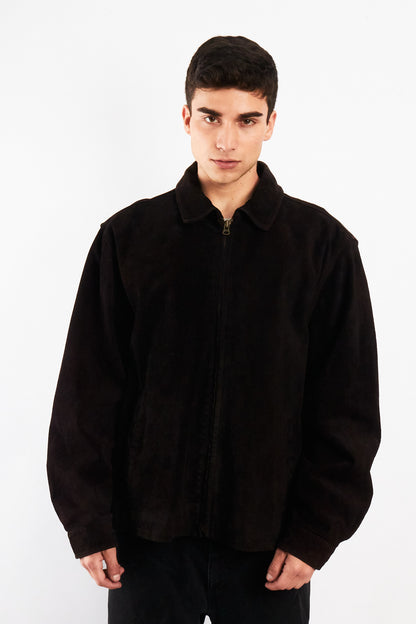 1990 Vintage Tommy Hilfiger Black Suede Harrington Jacket (L/XL)