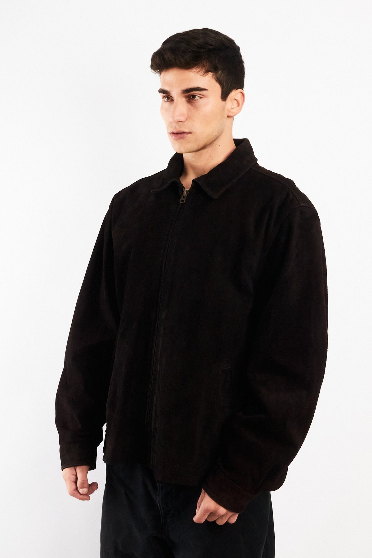 1990 Vintage Tommy Hilfiger Black Suede Harrington Jacket (L/XL)