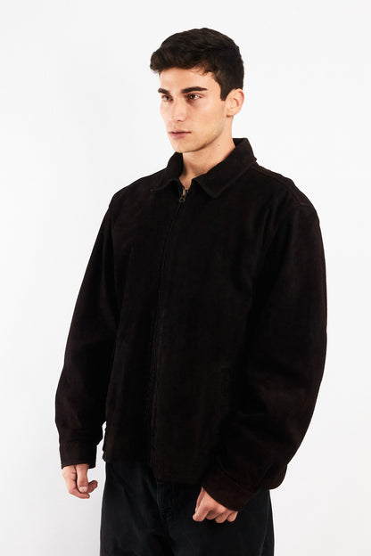 1990 Vintage Tommy Hilfiger Black Suede Harrington Jacket (L/XL)