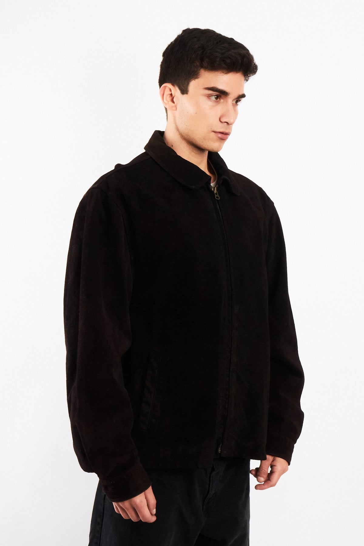 1990 Vintage Tommy Hilfiger Black Suede Harrington Jacket (L/XL)
