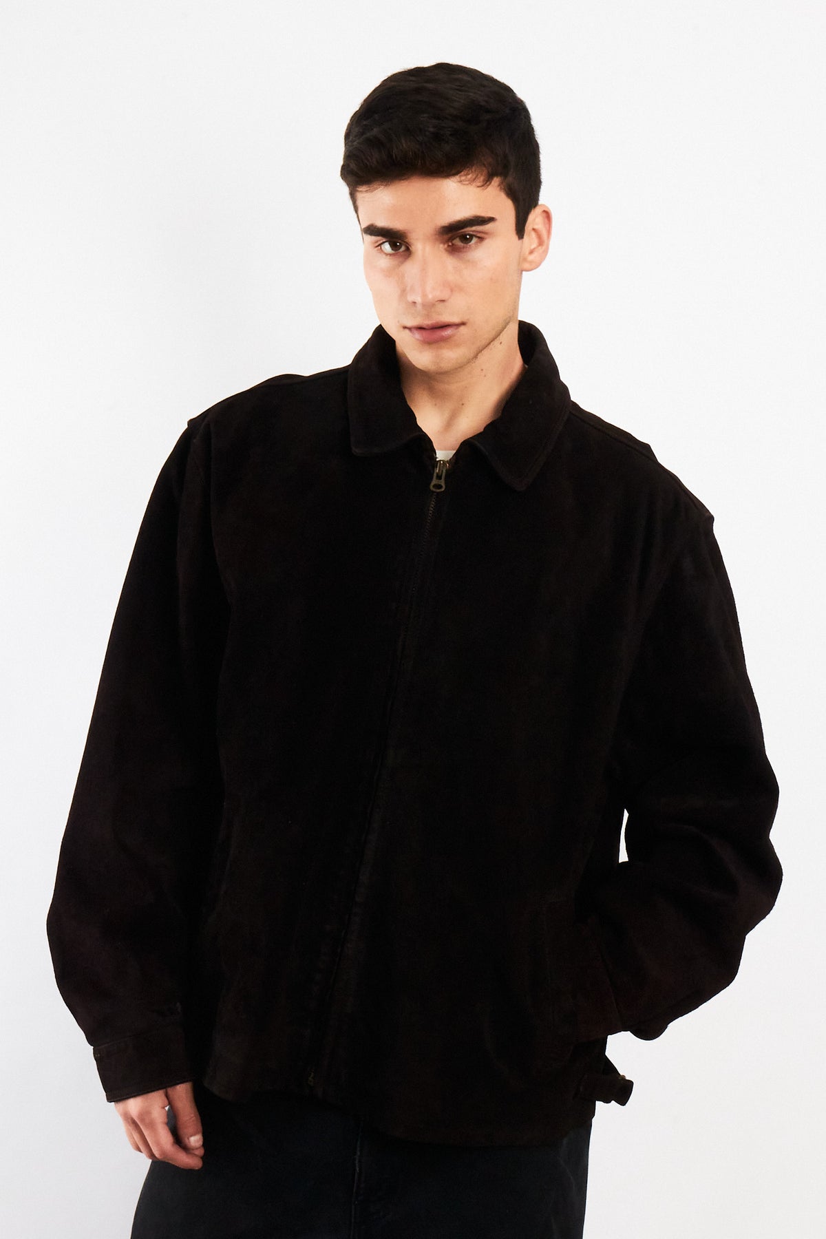 1990 Vintage Tommy Hilfiger Black Suede Harrington Jacket (L/XL)