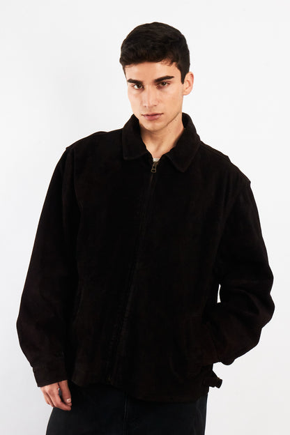 1990 Vintage Tommy Hilfiger Black Suede Harrington Jacket (L/XL)