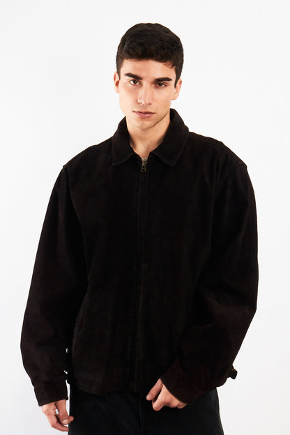 1990 Vintage Tommy Hilfiger Black Suede Harrington Jacket (L/XL)