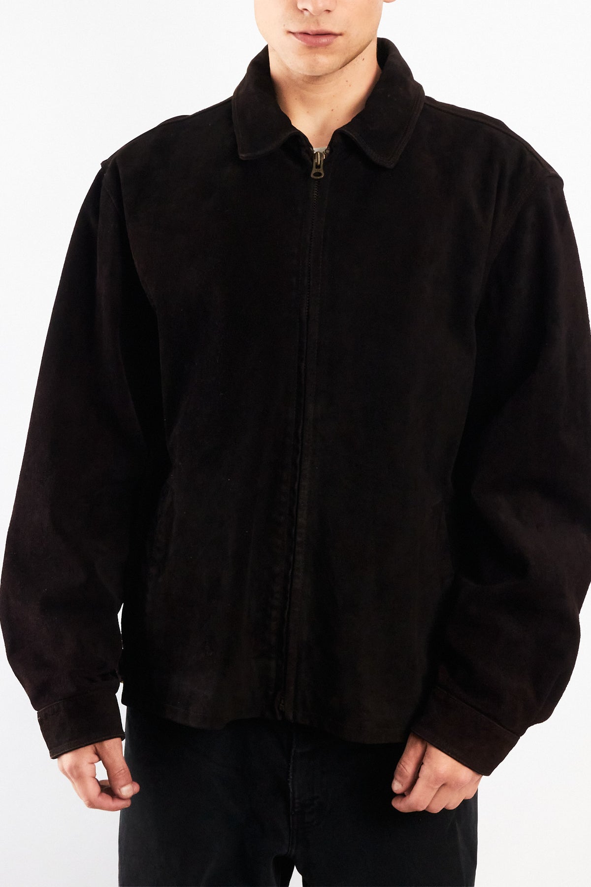 1990 Vintage Tommy Hilfiger Black Suede Harrington Jacket (L/XL)