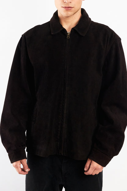 1990 Vintage Tommy Hilfiger Black Suede Harrington Jacket (L/XL)
