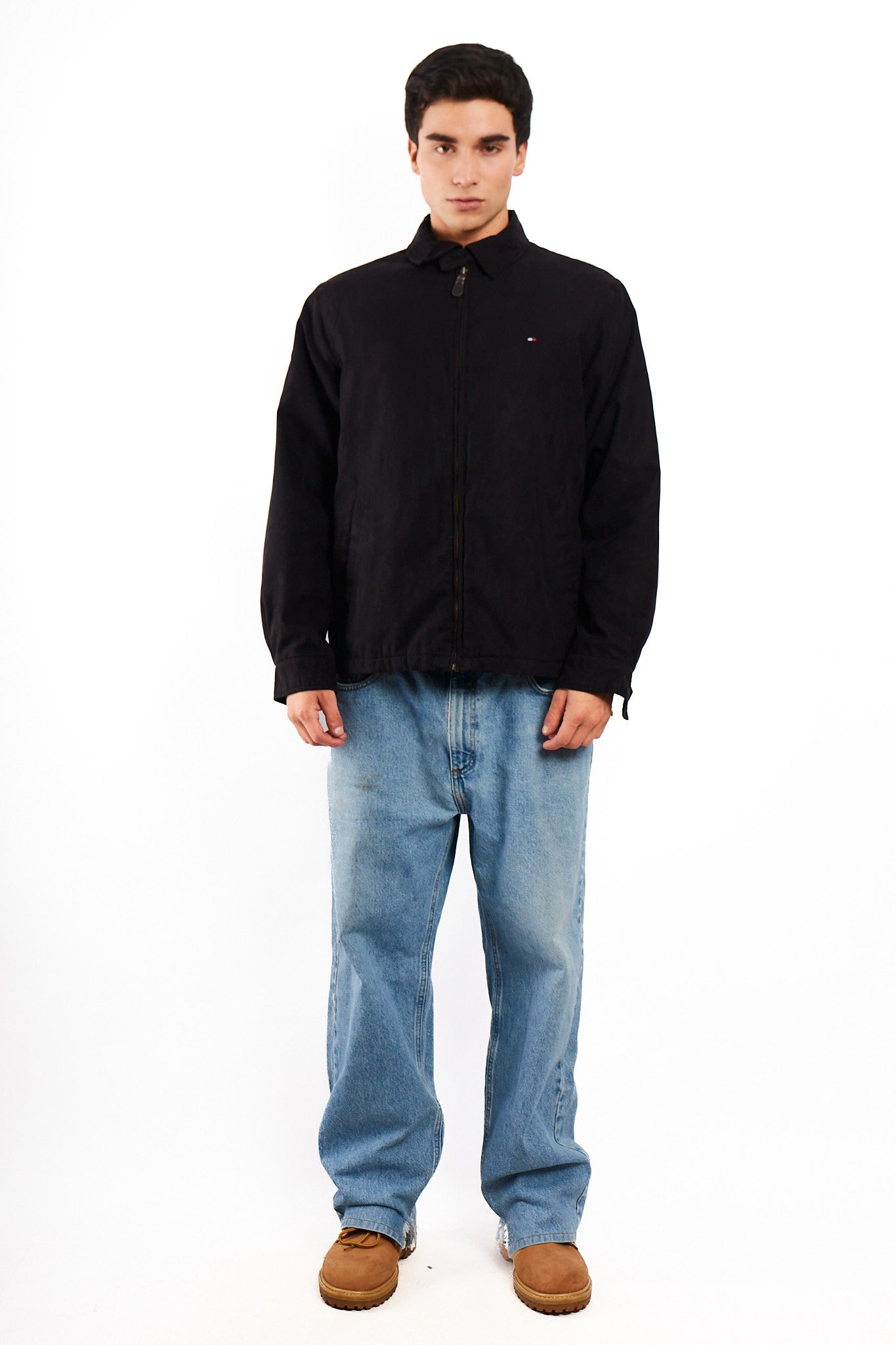 2000 Vintage Tommy Hilfiger Black Peachskin Harrington (M)