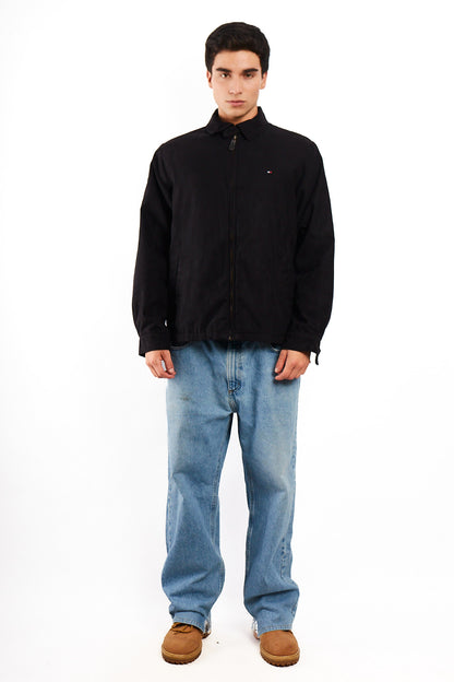 2000 Vintage Tommy Hilfiger Black Peachskin Harrington (M)