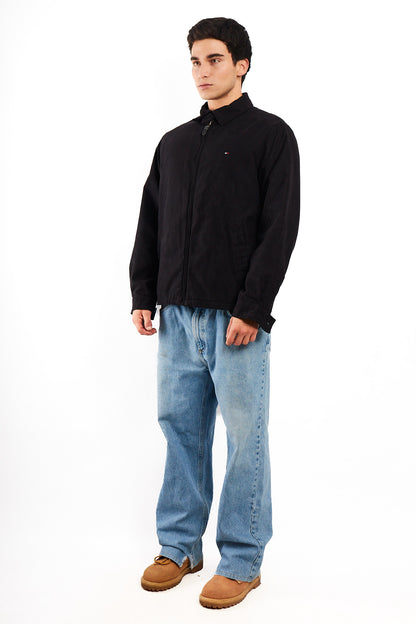 2000 Vintage Tommy Hilfiger Black Peachskin Harrington (M)