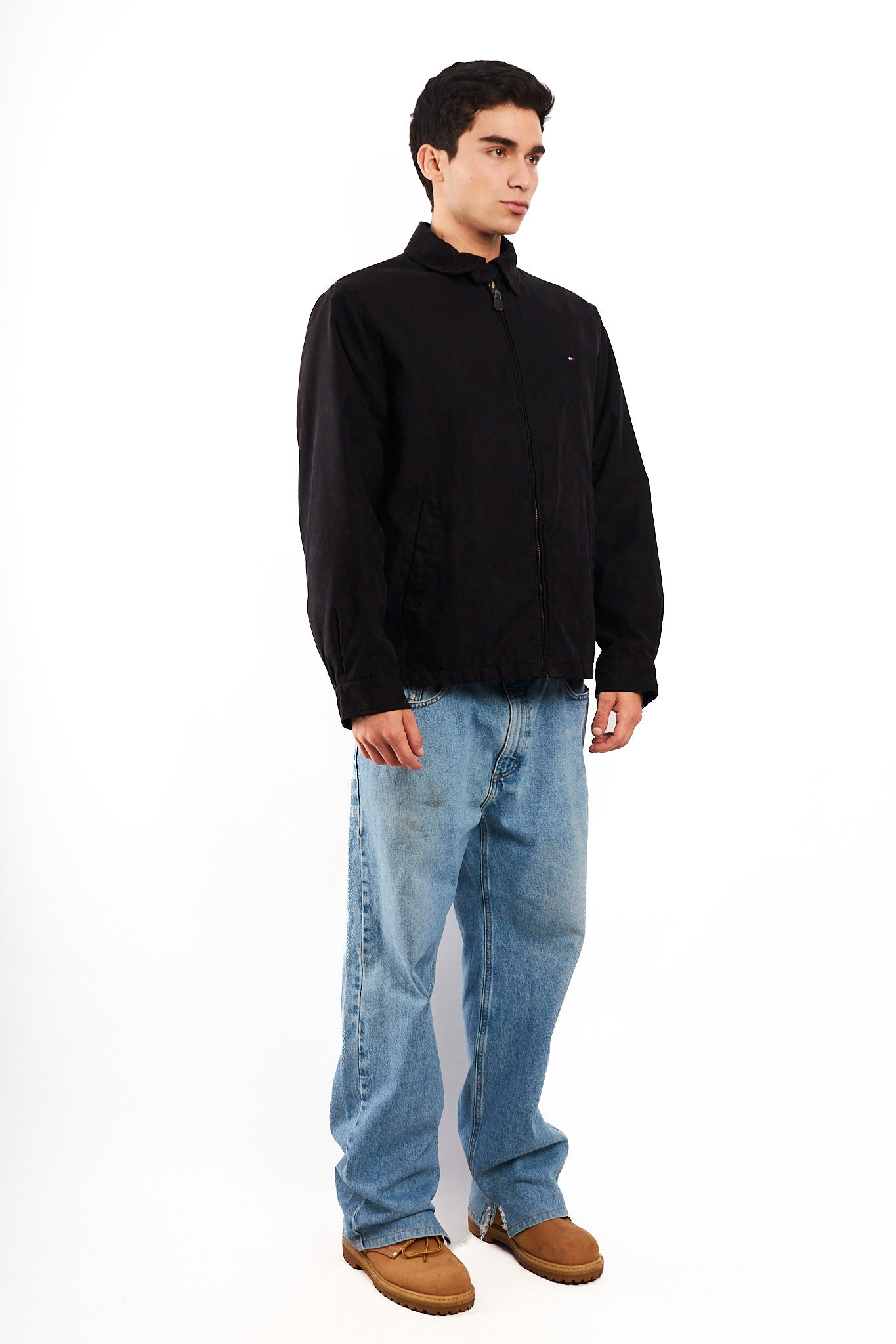 2000 Vintage Tommy Hilfiger Black Peachskin Harrington (M)