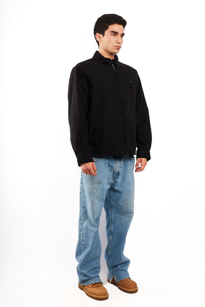 2000 Vintage Tommy Hilfiger Black Peachskin Harrington (M)