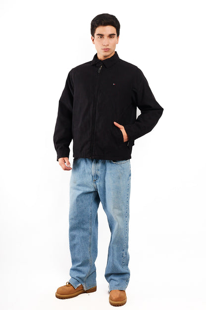 2000 Vintage Tommy Hilfiger Black Peachskin Harrington (M)