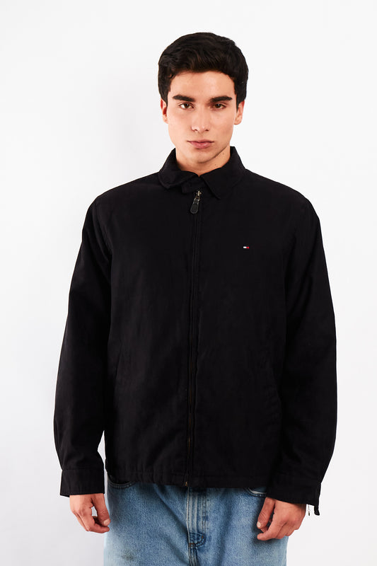 2000 Vintage Tommy Hilfiger Black Peachskin Harrington (M)