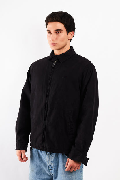 2000 Vintage Tommy Hilfiger Black Peachskin Harrington (M)