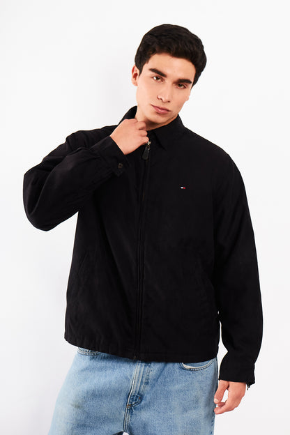 2000 Vintage Tommy Hilfiger Black Peachskin Harrington (M)