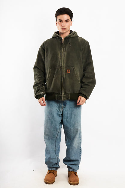 2000 Vintage Carhartt "Justin Bieber" Moss Green Faded Active Jacket (L)